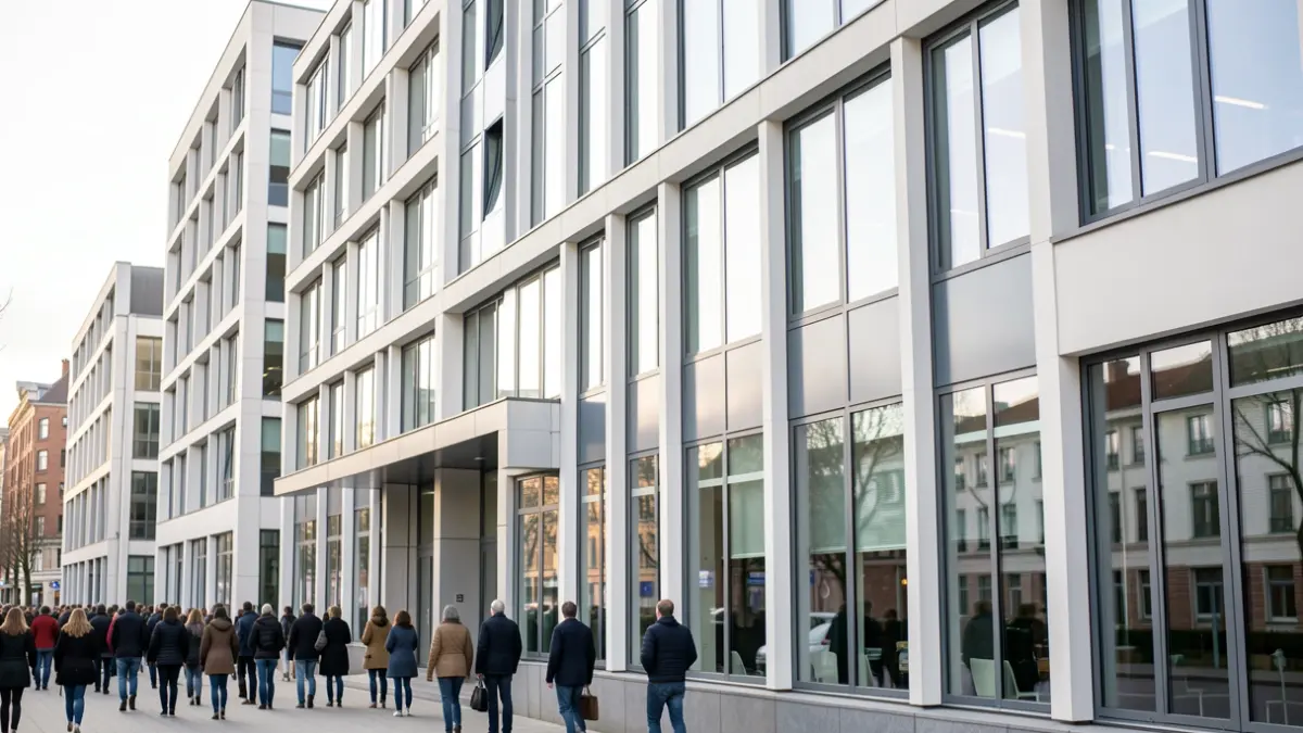 Generic image of a modern Flemish government building symbolizing innovation and economy.