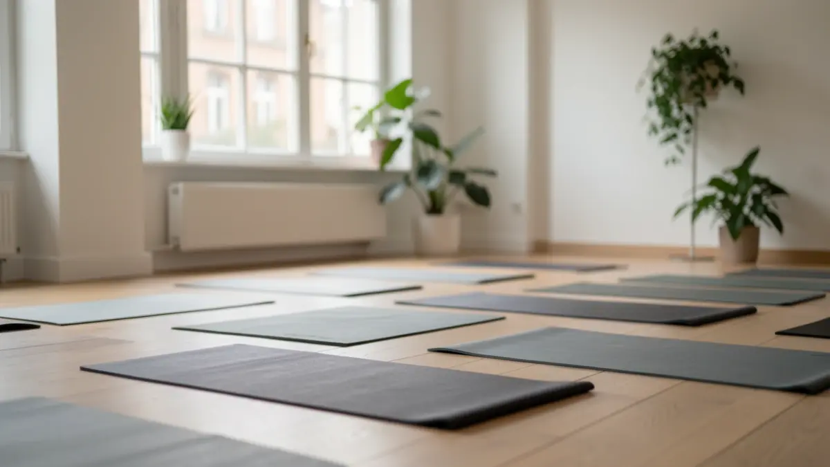 Generieke afbeelding: met zachte verlichting en yogamatten.